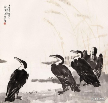 Xu Beihong Ju Peon Painting - Xu Beihong birds old China ink